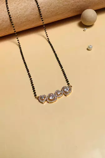 Latest gold plated american diamond mangalsutra