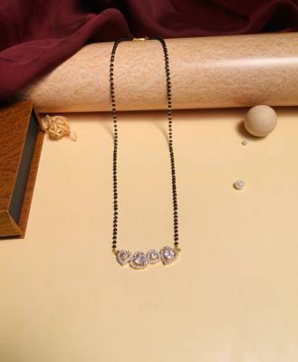 Latest gold plated american diamond mangalsutra 1