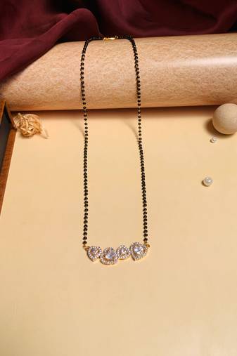 Latest gold plated american diamond mangalsutra