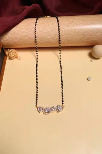 Latest gold plated american diamond mangalsutra
