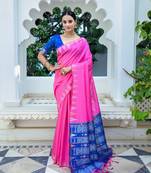 Pink tussar silk blend Saree For Traditional Designer Woven Saree