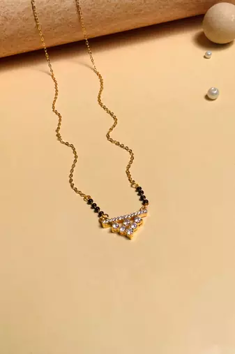 Latest gold plated american diamond mangalsutra