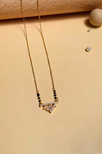 Latest gold plated american diamond mangalsutra