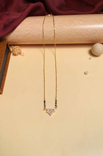 Latest gold plated american diamond mangalsutra