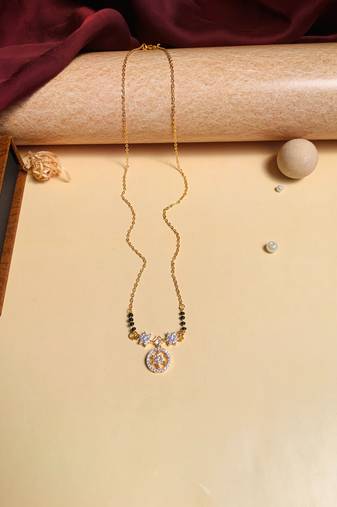 Latest gold plated american diamond mangalsutra