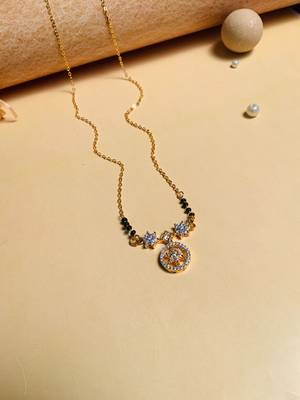 Latest gold plated american diamond mangalsutra 4