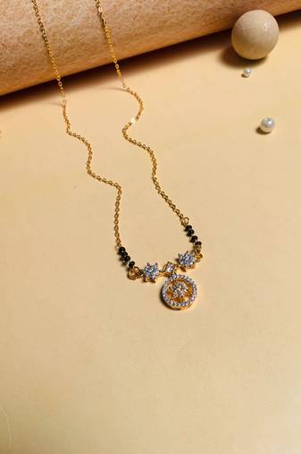 Latest gold plated american diamond mangalsutra