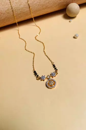 Latest gold plated american diamond mangalsutra