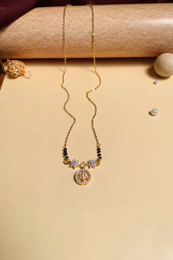 Latest gold plated american diamond mangalsutra