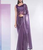 Smart And Solid Plain Ethnic Girlish Mauve Saree For Party Looks