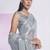 Smart And Solid Plain Ethnic Girlish Silver Colour Saree For Party Looks