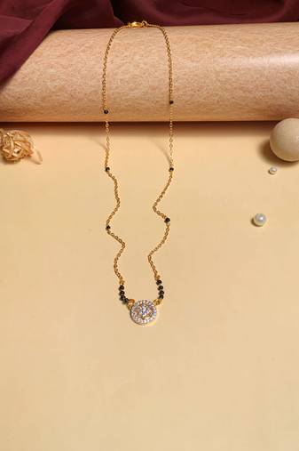 Latest gold plated american diamond mangalsutra