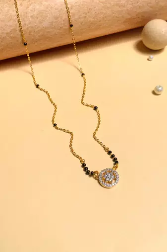 Latest gold plated american diamond mangalsutra
