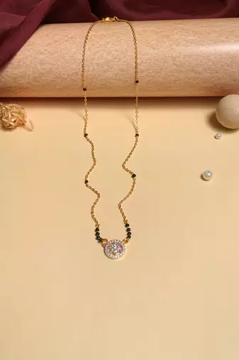 Latest gold plated american diamond mangalsutra