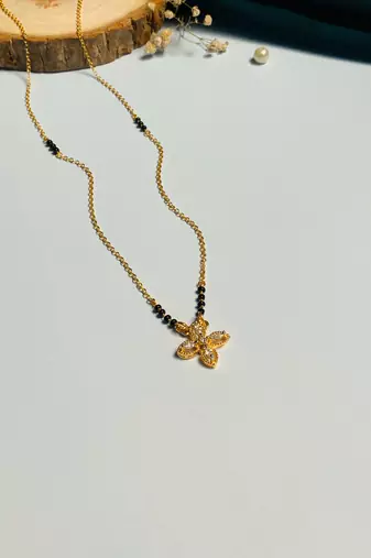 Latest gold plated american diamond mangalsutra