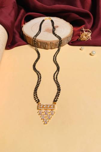 Latest gold plated american diamond mangalsutra
