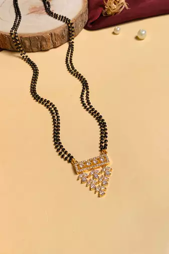 Latest gold plated american diamond mangalsutra