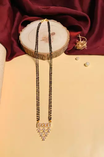 Latest gold plated american diamond mangalsutra