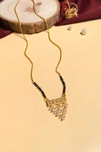 Latest gold plated american diamond mangalsutra