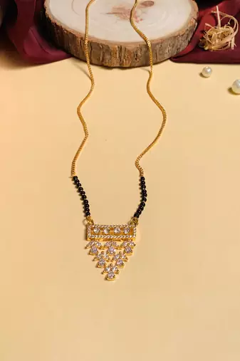 Latest gold plated american diamond mangalsutra