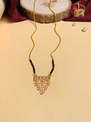 Latest gold plated american diamond mangalsutra 4