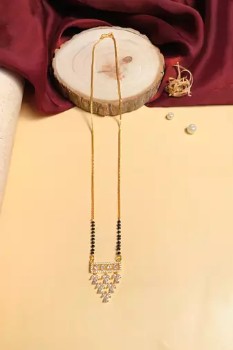Latest gold plated american diamond mangalsutra