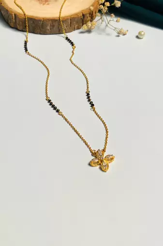 Latest gold plated american diamond mangalsutra