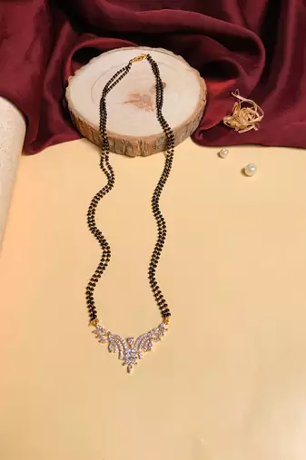 Latest gold plated american diamond mangalsutra