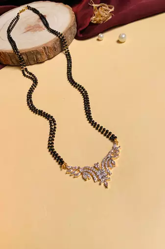 Latest gold plated american diamond mangalsutra