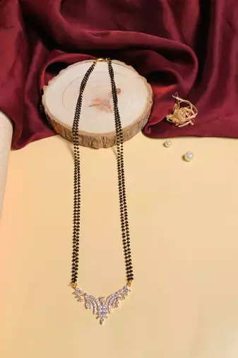 Latest gold plated american diamond mangalsutra