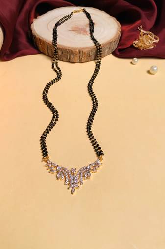 Latest gold plated american diamond mangalsutra