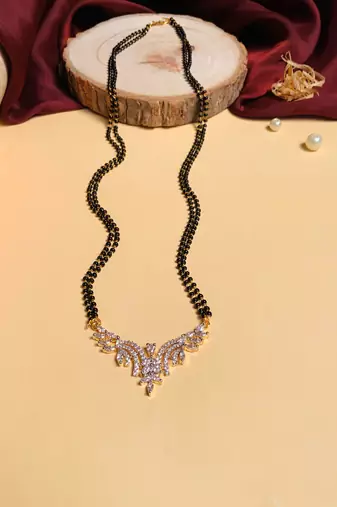 Latest gold plated american diamond mangalsutra
