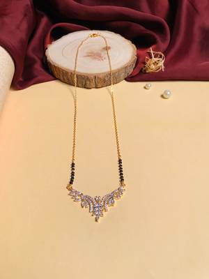 Latest gold plated american diamond mangalsutra 1