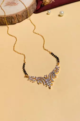 Latest gold plated american diamond mangalsutra