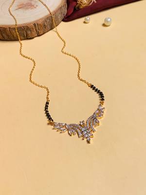 Latest gold plated american diamond mangalsutra 4