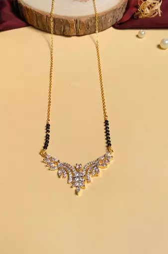 Latest gold plated american diamond mangalsutra