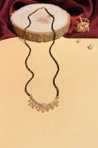 Latest gold plated american diamond mangalsutra