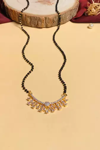 Latest gold plated american diamond mangalsutra