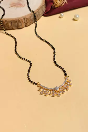 Latest gold plated american diamond mangalsutra