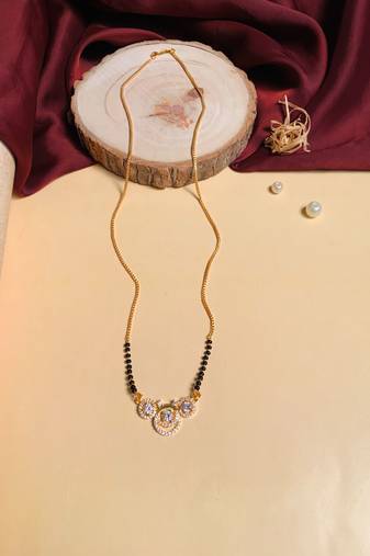 Latest gold plated american diamond mangalsutra
