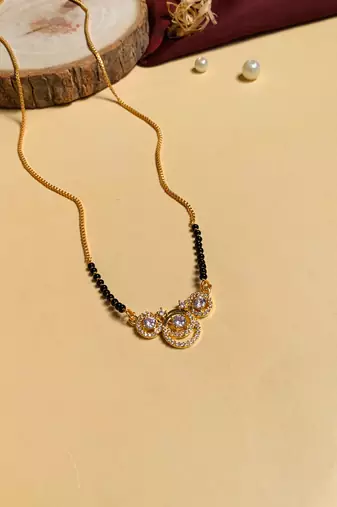 Latest gold plated american diamond mangalsutra