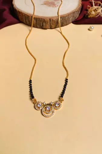Latest gold plated american diamond mangalsutra