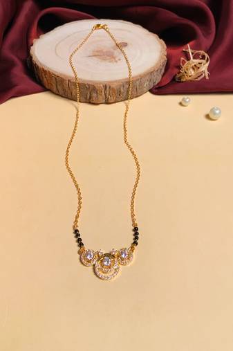 Latest gold plated american diamond mangalsutra