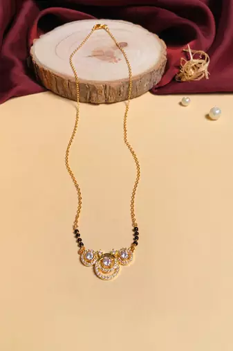 Latest gold plated american diamond mangalsutra