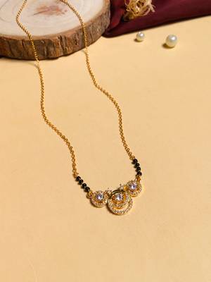Latest gold plated american diamond mangalsutra 3