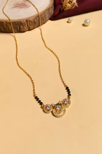 Latest gold plated american diamond mangalsutra