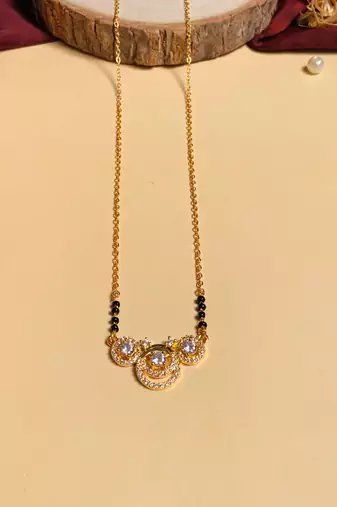 Latest gold plated american diamond mangalsutra
