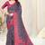 Blue cotton patola print silver zari border saree with unstitched blouse piece