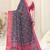 Blue cotton patola print silver zari border saree with unstitched blouse piece