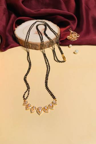 Latest gold plated american diamond mangalsutra